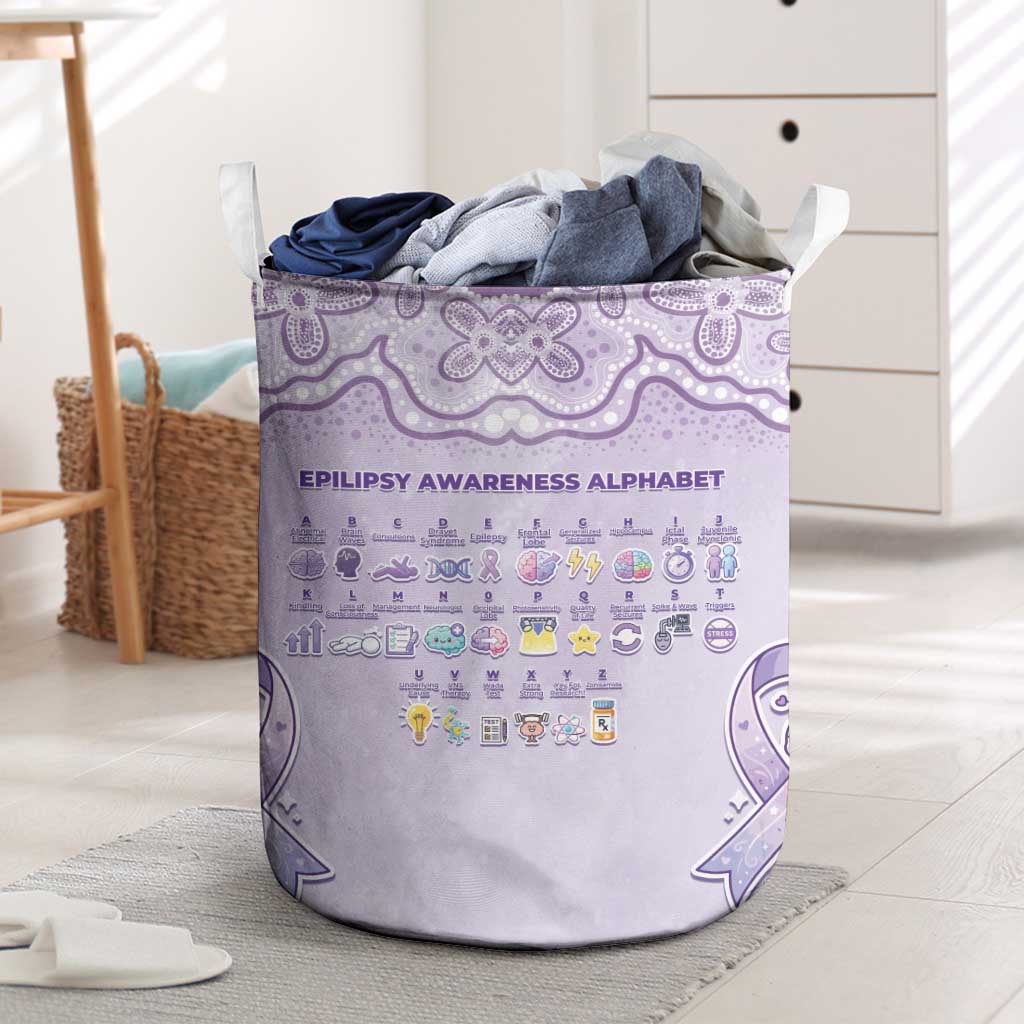 Epilepsy Awareness Alphabet Laundry Basket Purple Ribbon Butterfly Cute Style