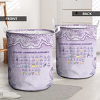 Epilepsy Awareness Alphabet Laundry Basket Purple Ribbon Butterfly Cute Style