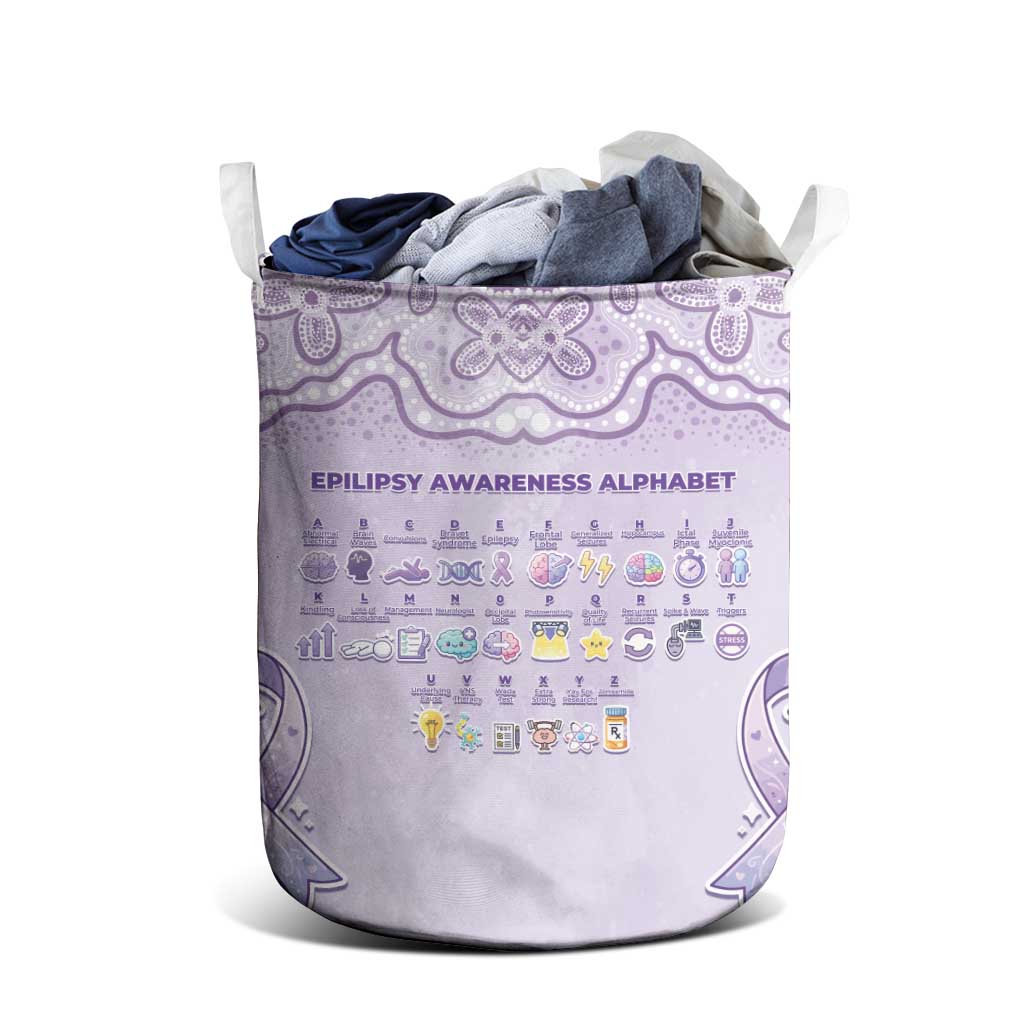 Epilepsy Awareness Alphabet Laundry Basket Purple Ribbon Butterfly Cute Style