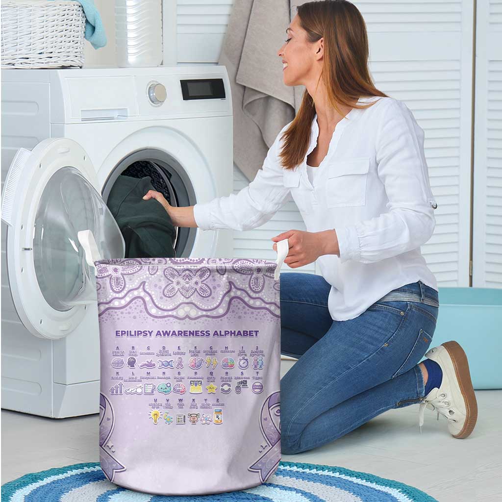 Epilepsy Awareness Alphabet Laundry Basket Purple Ribbon Butterfly Cute Style