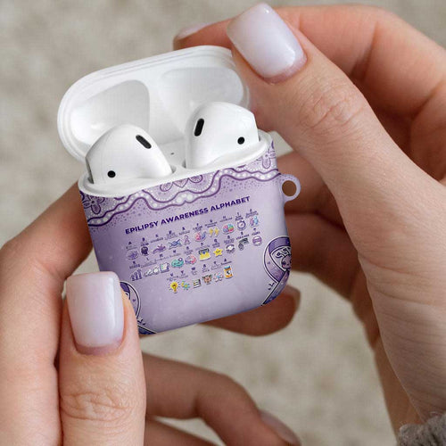 Epilepsy Awareness Alphabet AirPods Case Purple Ribbon Butterfly Cute Style