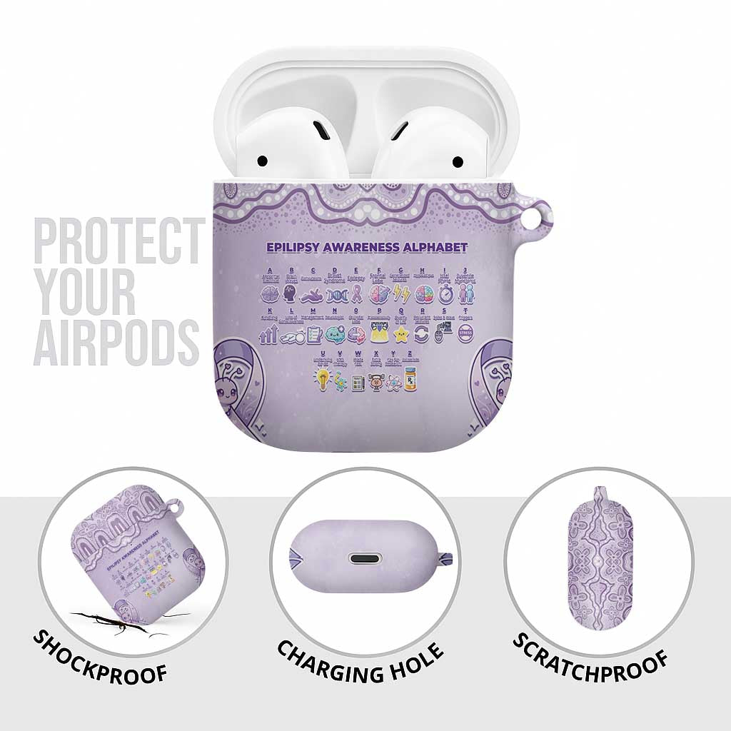 Epilepsy Awareness Alphabet AirPods Case Purple Ribbon Butterfly Cute Style