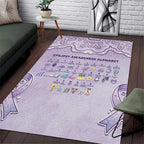 Epilepsy Awareness Alphabet Area Rug Purple Ribbon Butterfly Cute Style