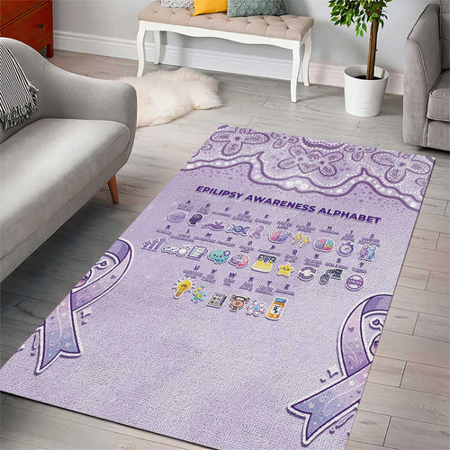Epilepsy Awareness Alphabet Area Rug Purple Ribbon Butterfly Cute Style