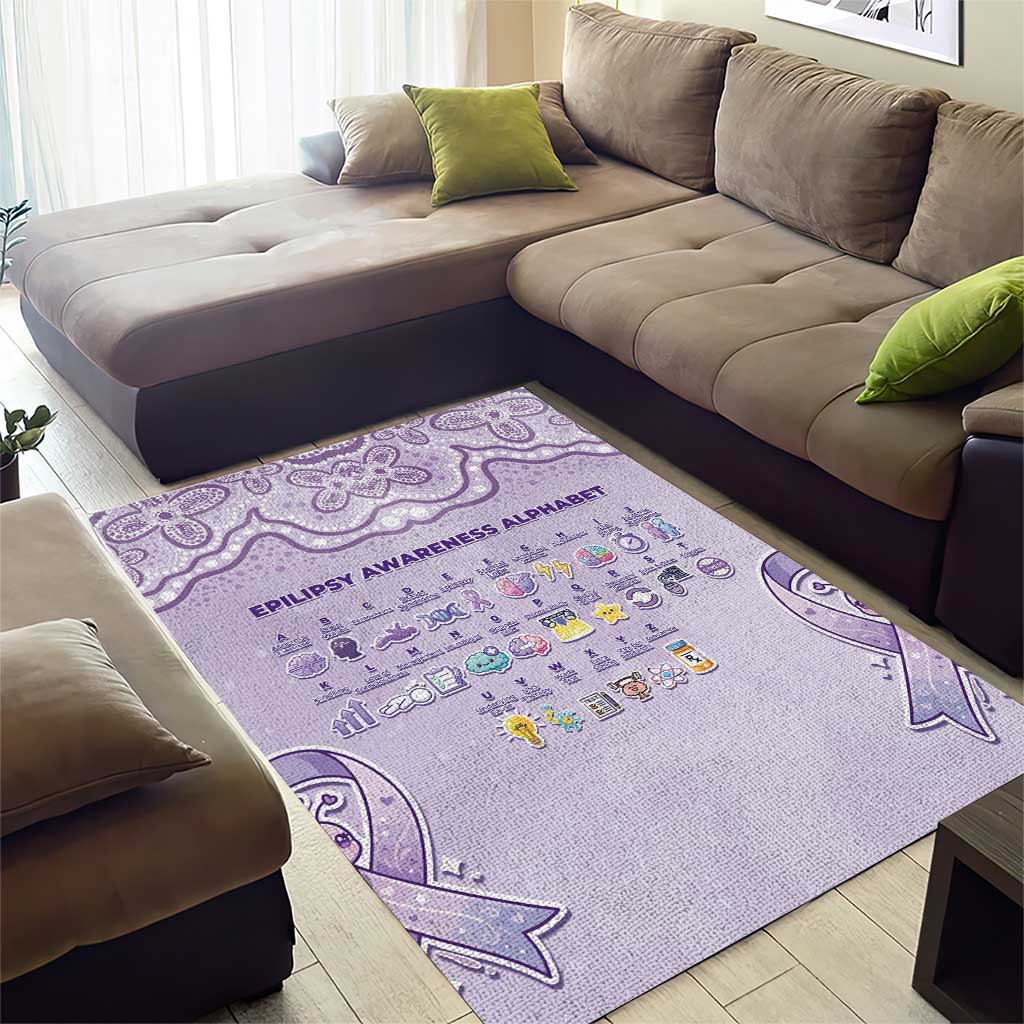 Epilepsy Awareness Alphabet Area Rug Purple Ribbon Butterfly Cute Style