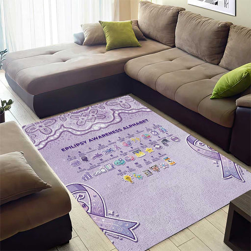Epilepsy Awareness Alphabet Area Rug Purple Ribbon Butterfly Cute Style