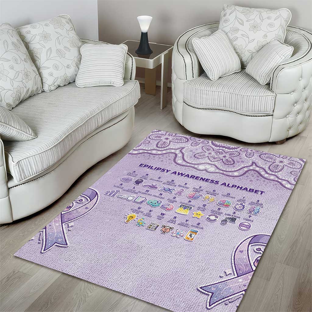 Epilepsy Awareness Alphabet Area Rug Purple Ribbon Butterfly Cute Style