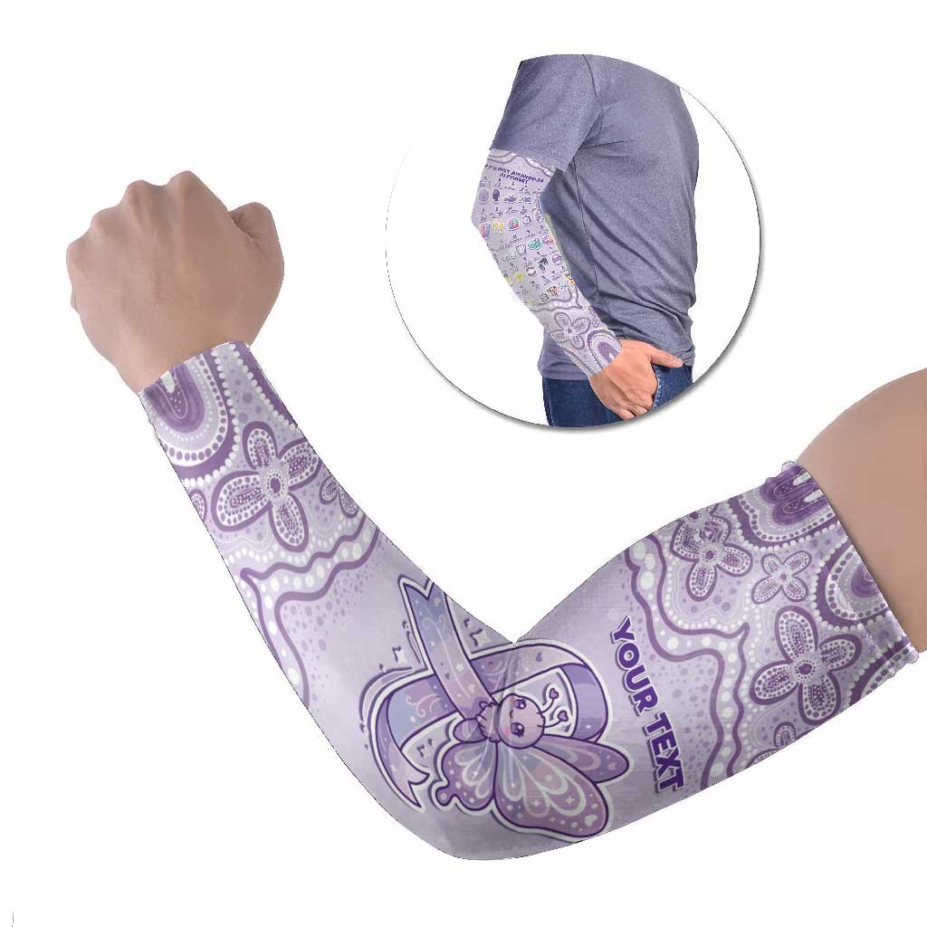 Personalised Epilepsy Awareness Alphabet Arm Sleeves Purple Ribbon Butterfly Cute Style
