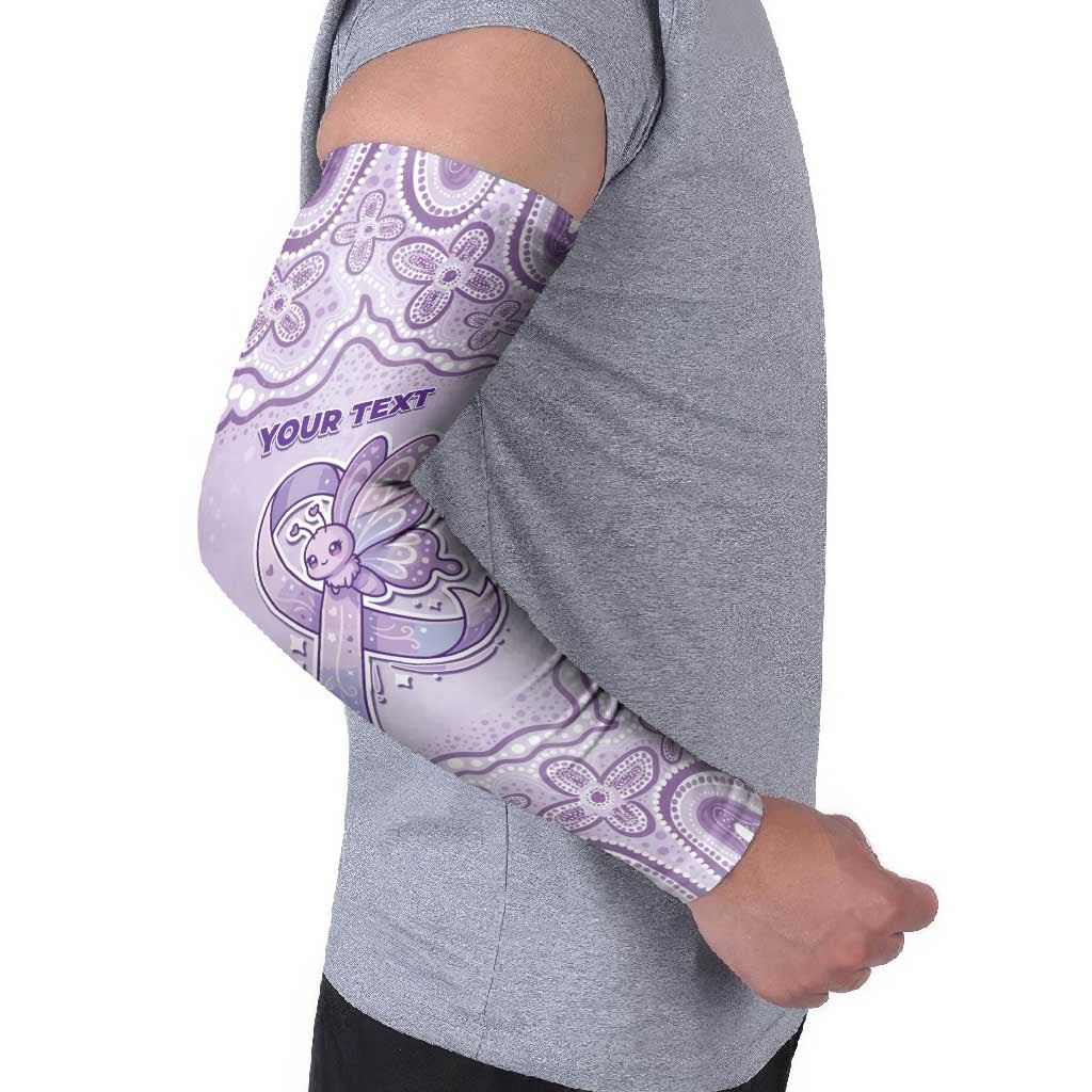 Personalised Epilepsy Awareness Alphabet Arm Sleeves Purple Ribbon Butterfly Cute Style