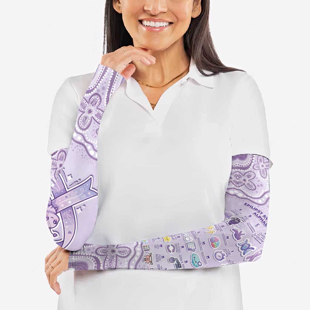 Personalised Epilepsy Awareness Alphabet Arm Sleeves Purple Ribbon Butterfly Cute Style