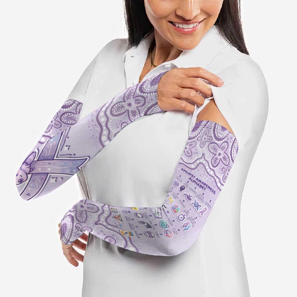 Personalised Epilepsy Awareness Alphabet Arm Sleeves Purple Ribbon Butterfly Cute Style