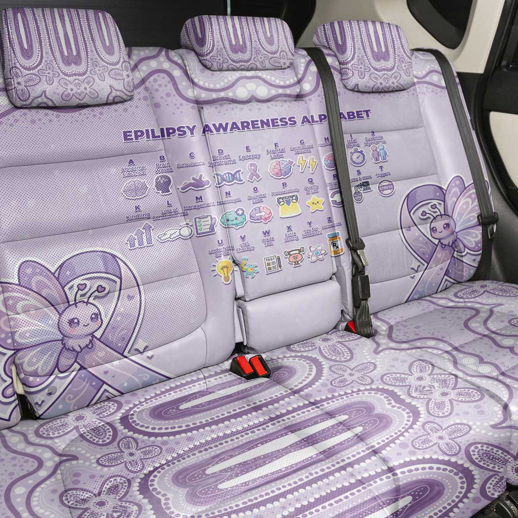 Epilepsy Awareness Alphabet Back Car Seat Cover Purple Ribbon Butterfly Cute Style