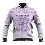 Personalised Epilepsy Awareness Alphabet Baseball Jacket Purple Ribbon Butterfly Cute Style