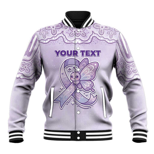 Personalised Epilepsy Awareness Alphabet Baseball Jacket Purple Ribbon Butterfly Cute Style