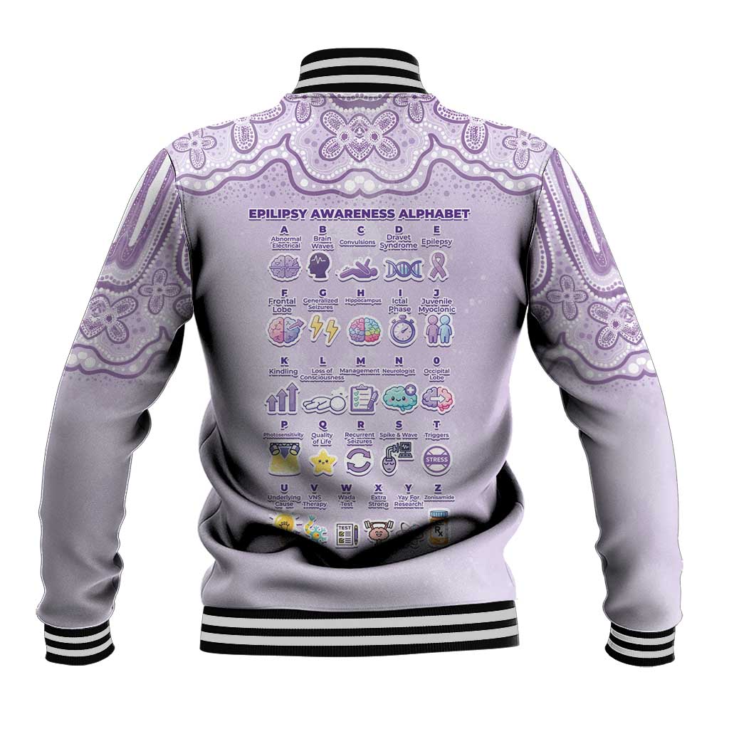 Personalised Epilepsy Awareness Alphabet Baseball Jacket Purple Ribbon Butterfly Cute Style