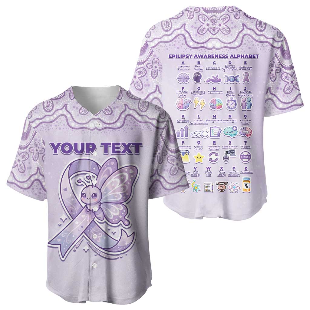 Personalised Epilepsy Awareness Alphabet Baseball Jersey Purple Ribbon Butterfly Cute Style