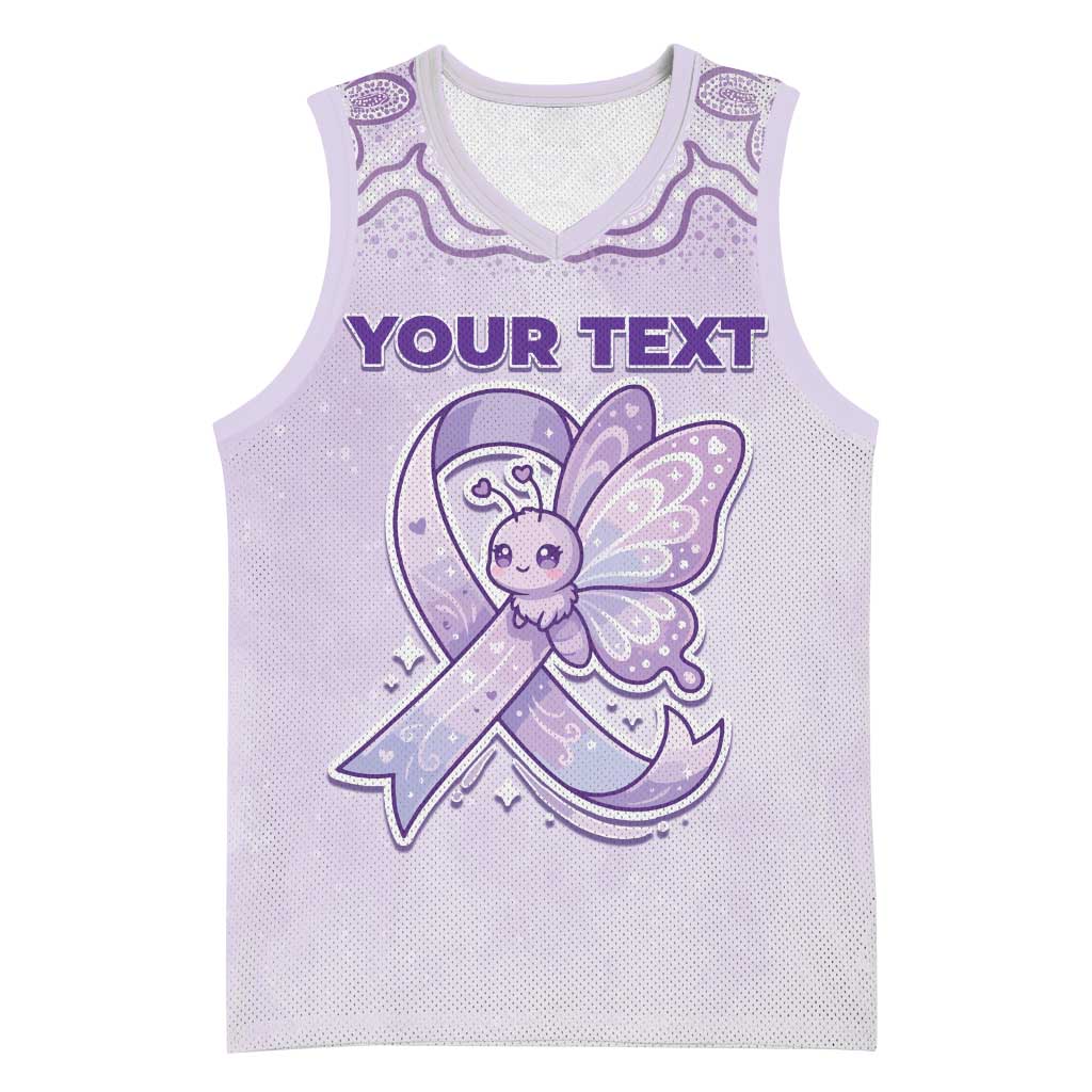 Personalised Epilepsy Awareness Alphabet Basketball Jersey Purple Ribbon Butterfly Cute Style