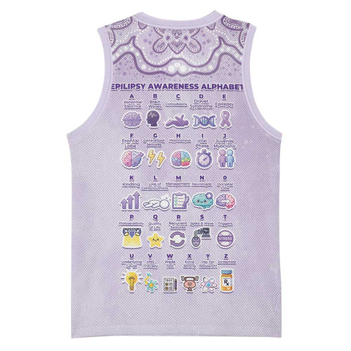 Personalised Epilepsy Awareness Alphabet Basketball Jersey Purple Ribbon Butterfly Cute Style