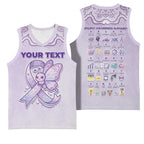 Personalised Epilepsy Awareness Alphabet Basketball Jersey Purple Ribbon Butterfly Cute Style