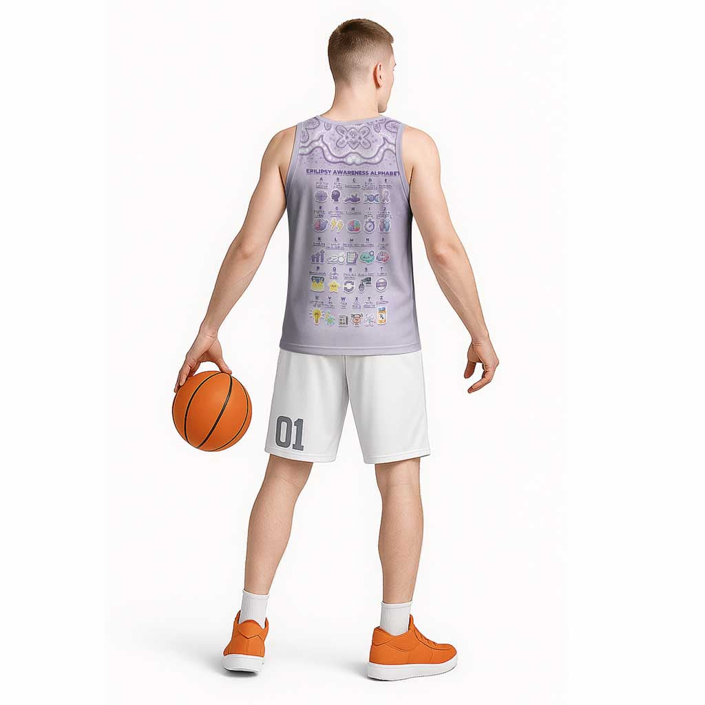 Personalised Epilepsy Awareness Alphabet Basketball Jersey Purple Ribbon Butterfly Cute Style