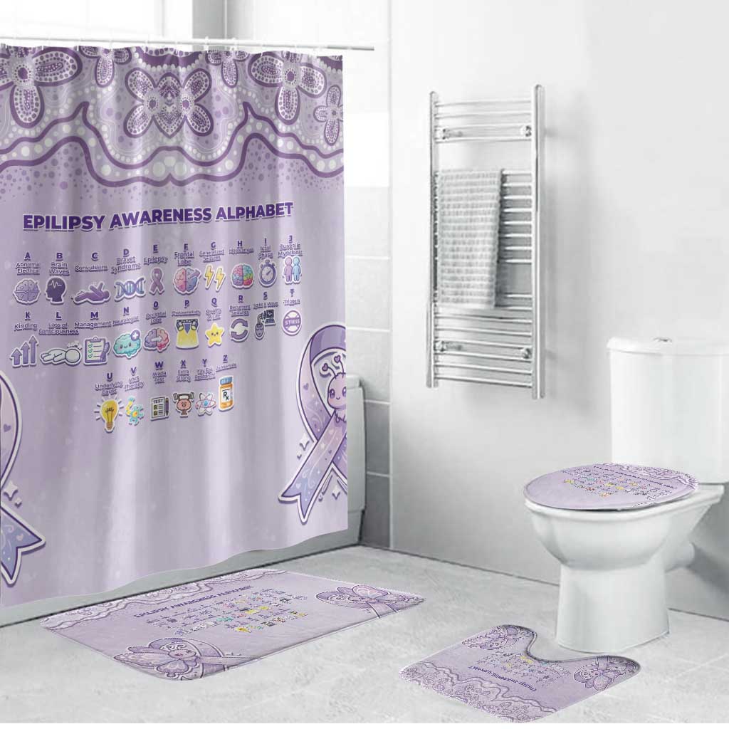 Epilepsy Awareness Alphabet Bathroom Set Purple Ribbon Butterfly Cute Style