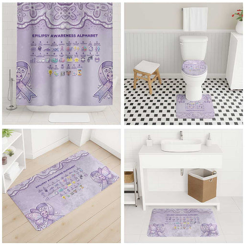 Epilepsy Awareness Alphabet Bathroom Set Purple Ribbon Butterfly Cute Style