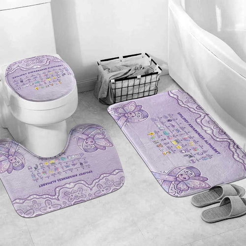 Epilepsy Awareness Alphabet Bathroom Set Purple Ribbon Butterfly Cute Style