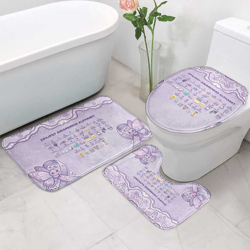 Epilepsy Awareness Alphabet Bathroom Set Purple Ribbon Butterfly Cute Style