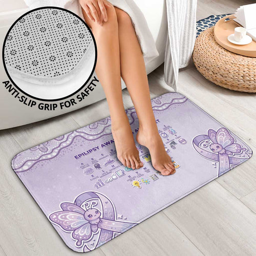 Epilepsy Awareness Alphabet Bathroom Set Purple Ribbon Butterfly Cute Style