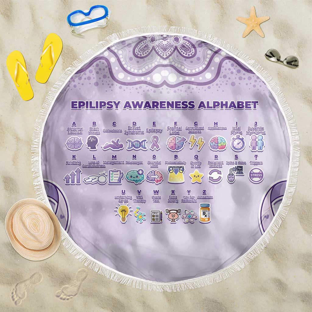 Epilepsy Awareness Alphabet Beach Blanket Purple Ribbon Butterfly Cute Style