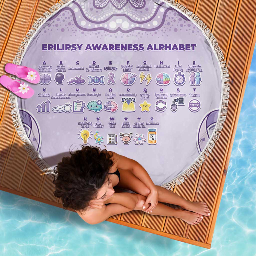 Epilepsy Awareness Alphabet Beach Blanket Purple Ribbon Butterfly Cute Style