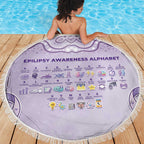 Epilepsy Awareness Alphabet Beach Blanket Purple Ribbon Butterfly Cute Style