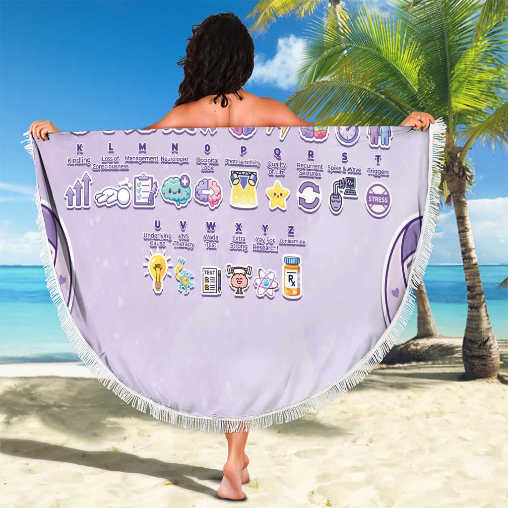Epilepsy Awareness Alphabet Beach Blanket Purple Ribbon Butterfly Cute Style