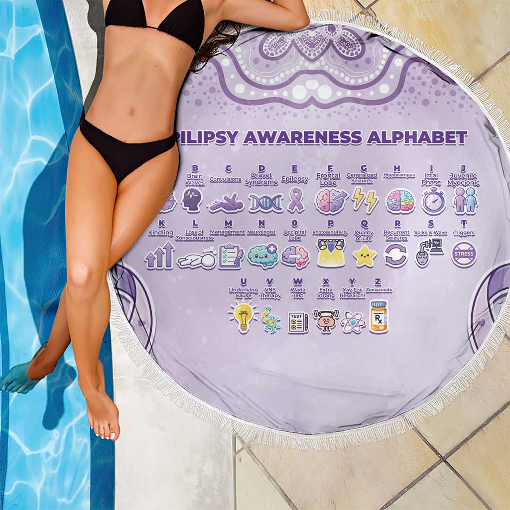Epilepsy Awareness Alphabet Beach Blanket Purple Ribbon Butterfly Cute Style