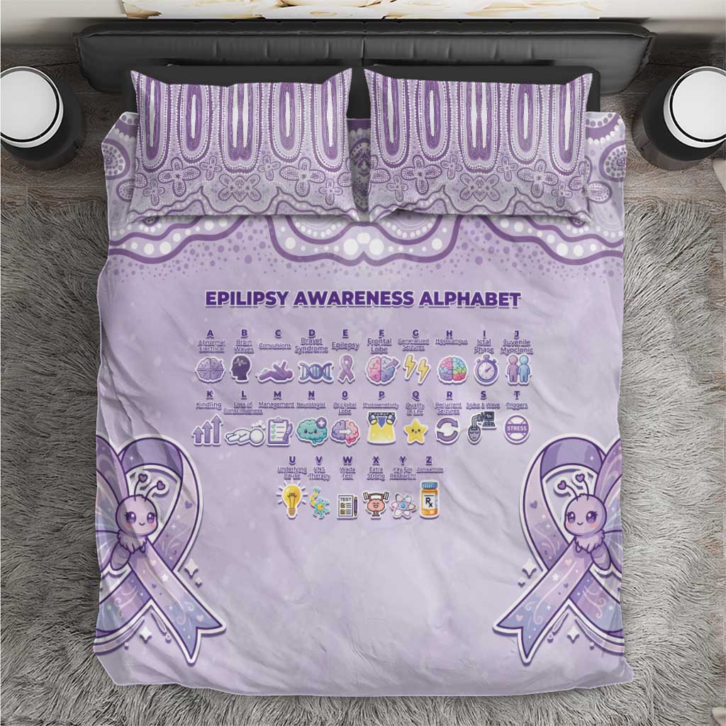 Epilepsy Awareness Alphabet Bedding Set Purple Ribbon Butterfly Cute Style