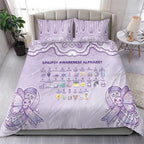 Epilepsy Awareness Alphabet Bedding Set Purple Ribbon Butterfly Cute Style