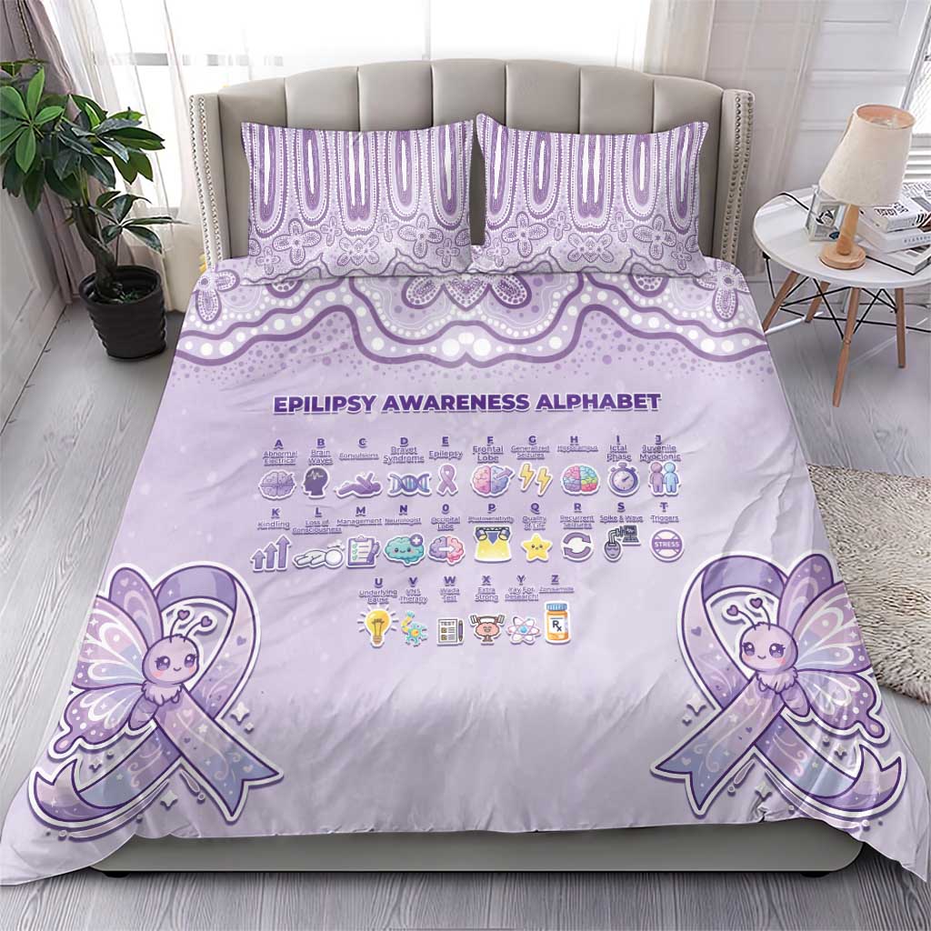 Epilepsy Awareness Alphabet Bedding Set Purple Ribbon Butterfly Cute Style