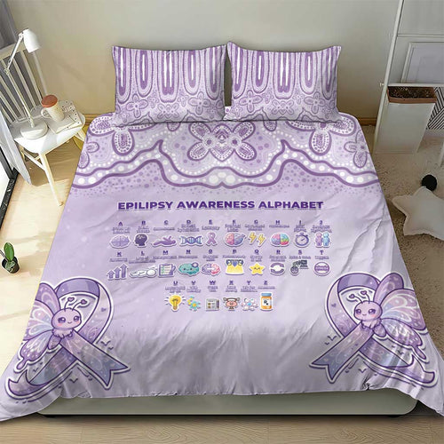 Epilepsy Awareness Alphabet Bedding Set Purple Ribbon Butterfly Cute Style