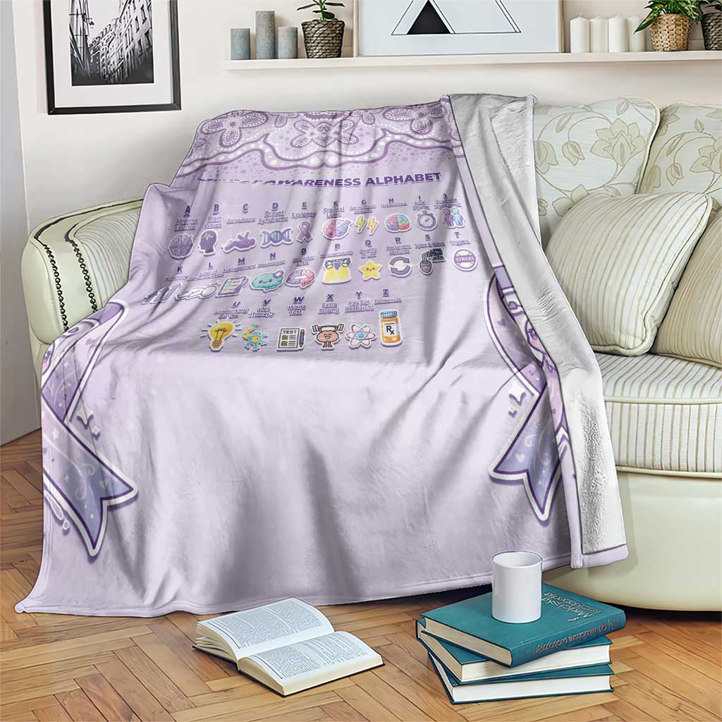Epilepsy Awareness Alphabet Blanket Purple Ribbon Butterfly Cute Style
