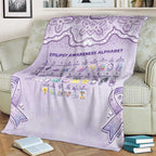 Epilepsy Awareness Alphabet Blanket Purple Ribbon Butterfly Cute Style