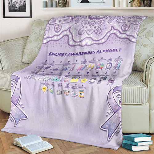 Epilepsy Awareness Alphabet Blanket Purple Ribbon Butterfly Cute Style