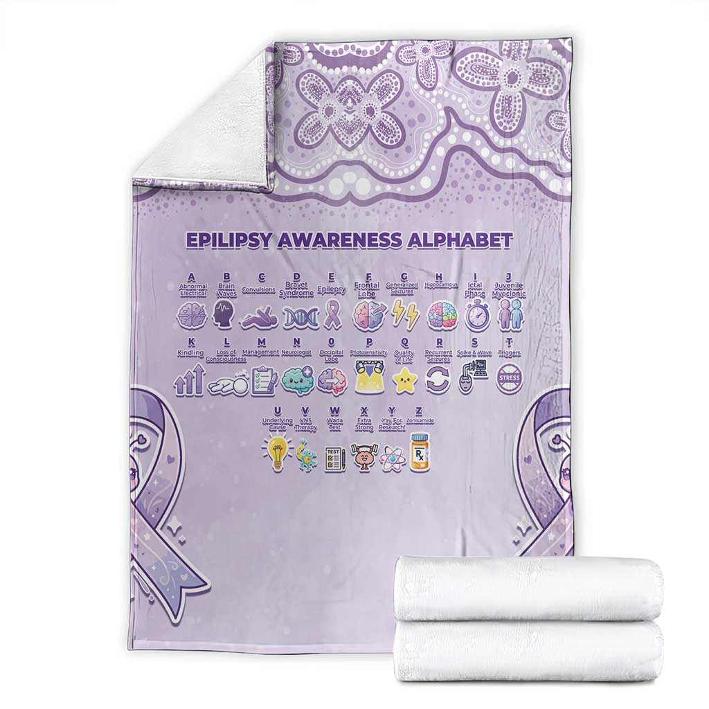 Epilepsy Awareness Alphabet Blanket Purple Ribbon Butterfly Cute Style