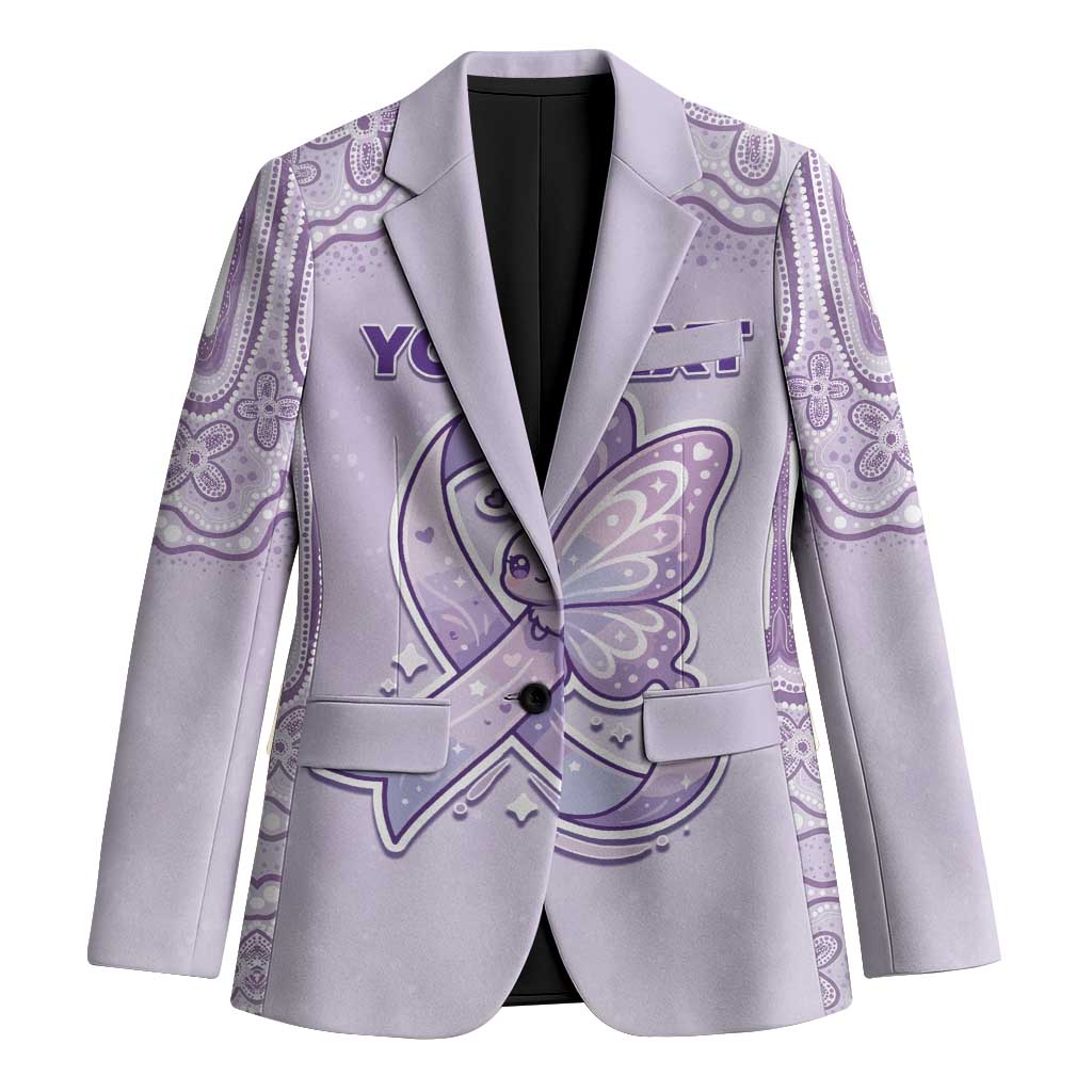 Personalised Epilepsy Awareness Alphabet Blazer Purple Ribbon Butterfly Cute Style