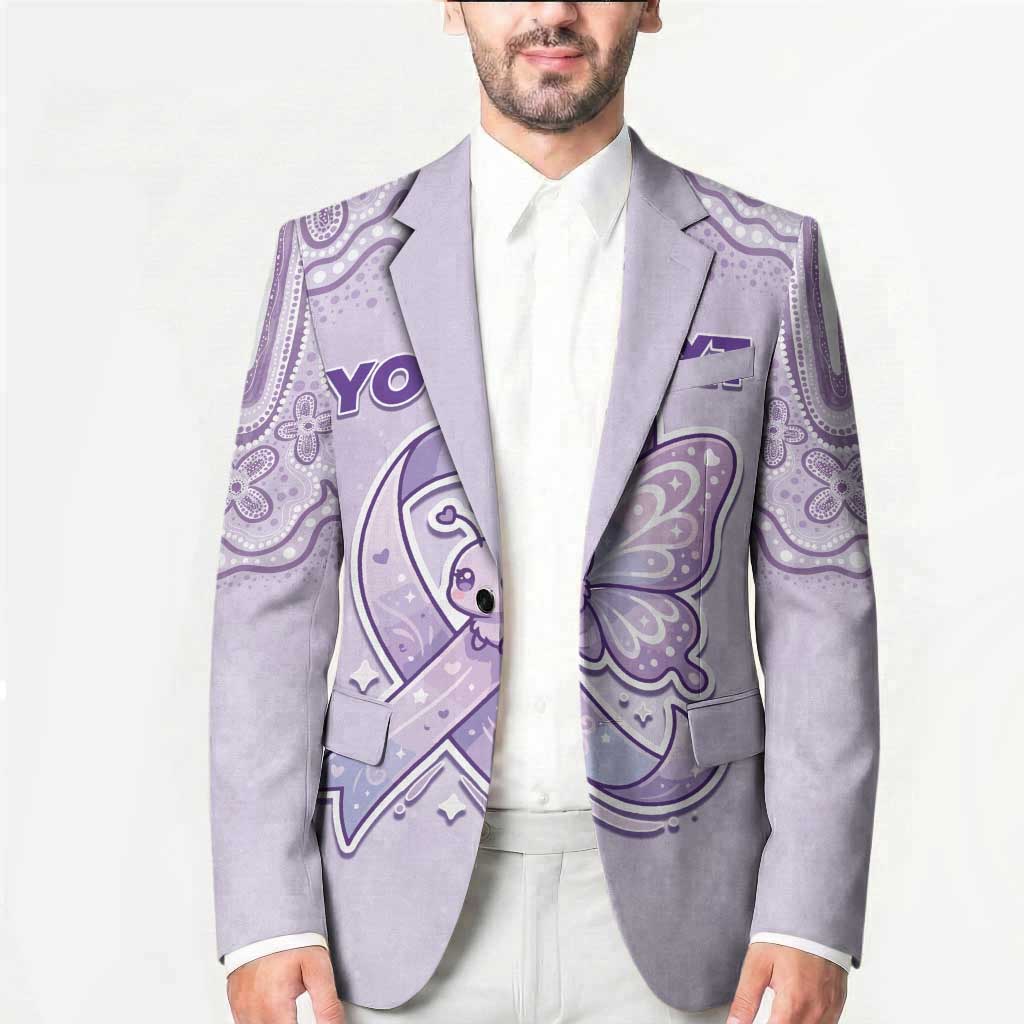 Personalised Epilepsy Awareness Alphabet Blazer Purple Ribbon Butterfly Cute Style