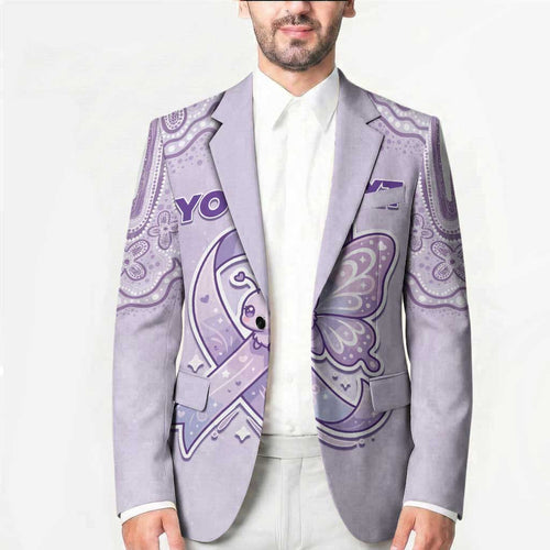 Personalised Epilepsy Awareness Alphabet Blazer Purple Ribbon Butterfly Cute Style