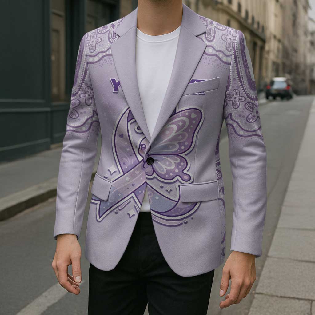 Personalised Epilepsy Awareness Alphabet Blazer Purple Ribbon Butterfly Cute Style