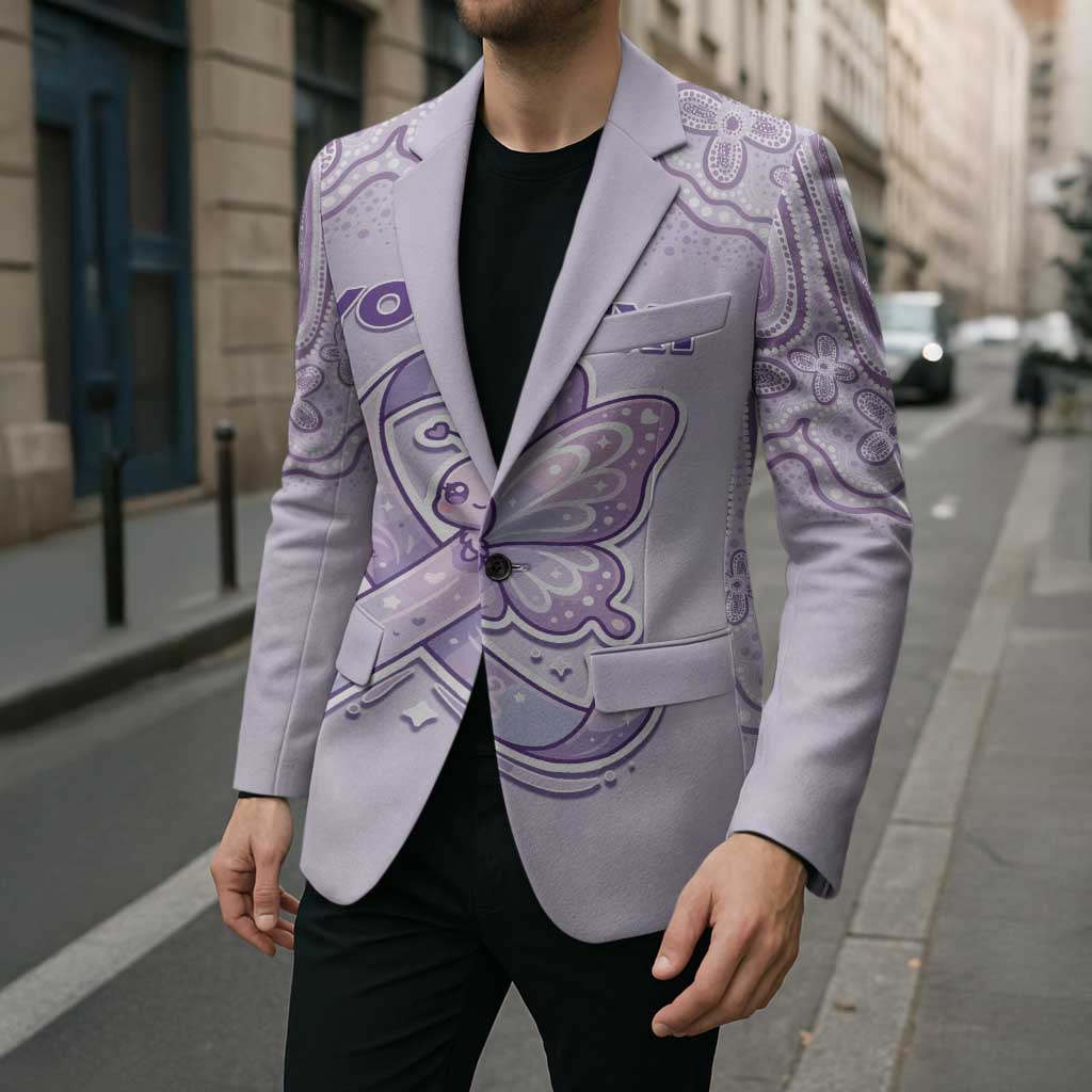Personalised Epilepsy Awareness Alphabet Blazer Purple Ribbon Butterfly Cute Style