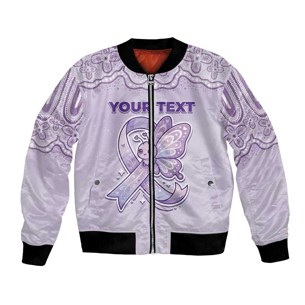 Personalised Epilepsy Awareness Alphabet Bomber Jacket Purple Ribbon Butterfly Cute Style