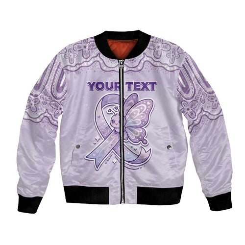 Personalised Epilepsy Awareness Alphabet Bomber Jacket Purple Ribbon Butterfly Cute Style