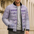 Personalised Epilepsy Awareness Alphabet Bomber Puffer Jacket Purple Ribbon Butterfly Cute Style